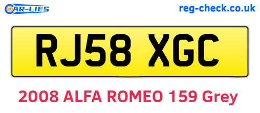 RJ58XGC are the vehicle registration plates.