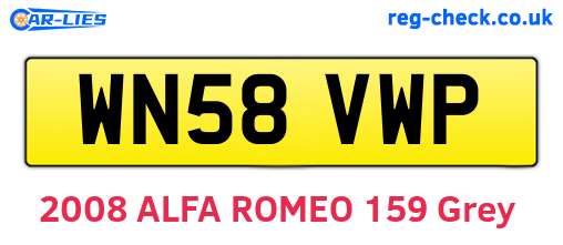 WN58VWP are the vehicle registration plates.