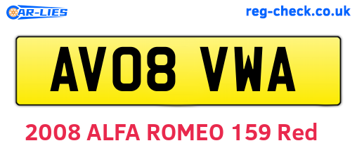 AV08VWA are the vehicle registration plates.