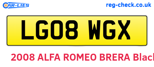 LG08WGX are the vehicle registration plates.