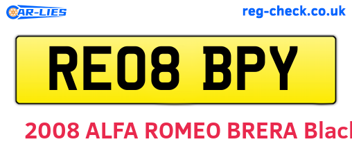RE08BPY are the vehicle registration plates.