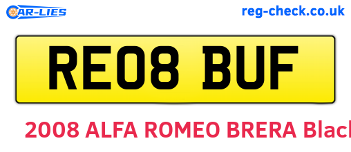 RE08BUF are the vehicle registration plates.