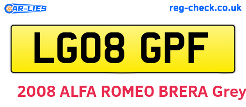 LG08GPF are the vehicle registration plates.