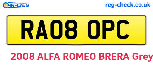 RA08OPC are the vehicle registration plates.