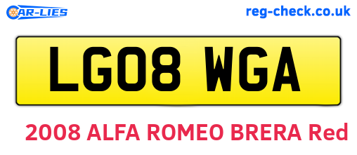 LG08WGA are the vehicle registration plates.