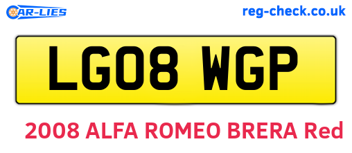 LG08WGP are the vehicle registration plates.