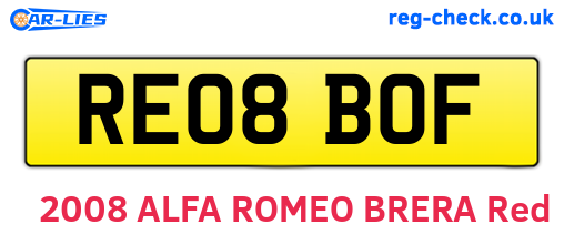 RE08BOF are the vehicle registration plates.