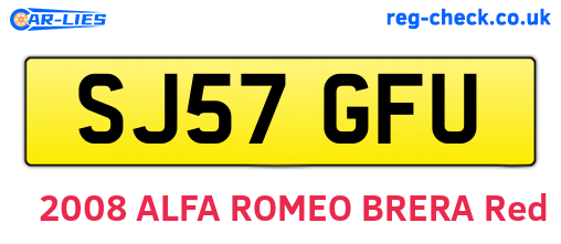 SJ57GFU are the vehicle registration plates.