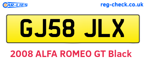 GJ58JLX are the vehicle registration plates.
