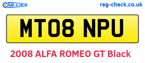 MT08NPU are the vehicle registration plates.
