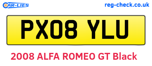 PX08YLU are the vehicle registration plates.