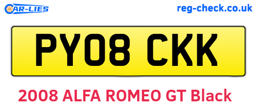 PY08CKK are the vehicle registration plates.