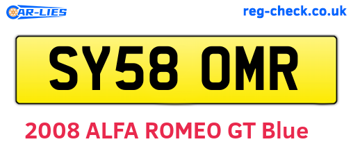 SY58OMR are the vehicle registration plates.