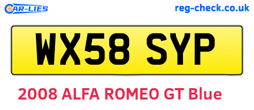 WX58SYP are the vehicle registration plates.