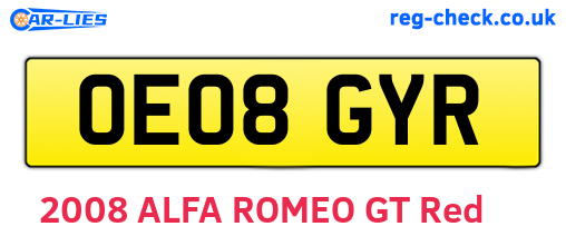 OE08GYR are the vehicle registration plates.