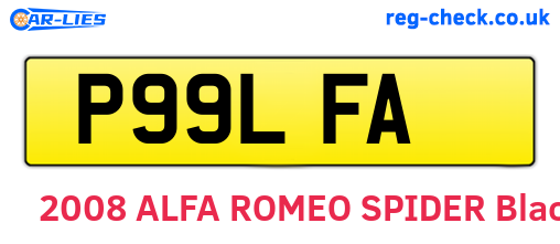 P99LFA are the vehicle registration plates.