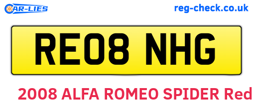 RE08NHG are the vehicle registration plates.