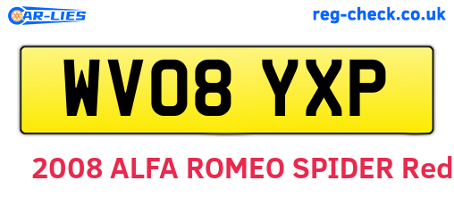 WV08YXP are the vehicle registration plates.