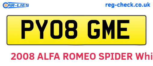 PY08GME are the vehicle registration plates.