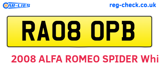 RA08OPB are the vehicle registration plates.
