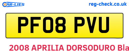 PF08PVU are the vehicle registration plates.