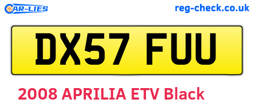 DX57FUU are the vehicle registration plates.