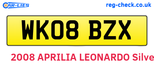 WK08BZX are the vehicle registration plates.