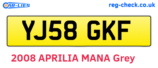 YJ58GKF are the vehicle registration plates.