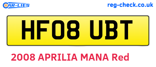 HF08UBT are the vehicle registration plates.