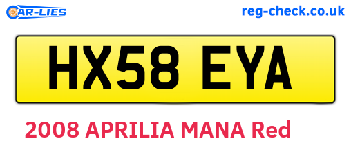 HX58EYA are the vehicle registration plates.
