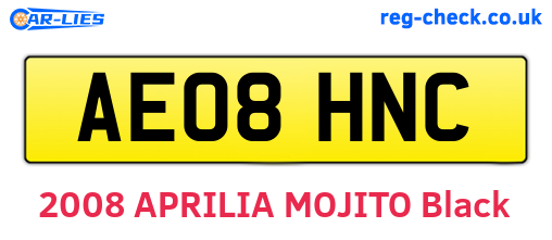AE08HNC are the vehicle registration plates.