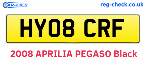 HY08CRF are the vehicle registration plates.