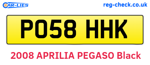 PO58HHK are the vehicle registration plates.