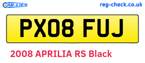 PX08FUJ are the vehicle registration plates.