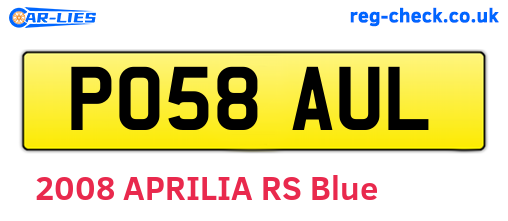 PO58AUL are the vehicle registration plates.