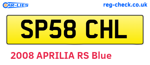 SP58CHL are the vehicle registration plates.