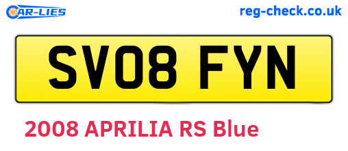 SV08FYN are the vehicle registration plates.