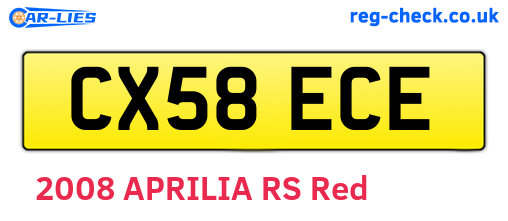CX58ECE are the vehicle registration plates.