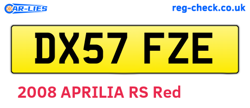 DX57FZE are the vehicle registration plates.