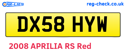 DX58HYW are the vehicle registration plates.