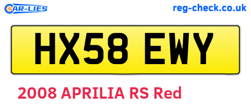 HX58EWY are the vehicle registration plates.