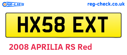 HX58EXT are the vehicle registration plates.