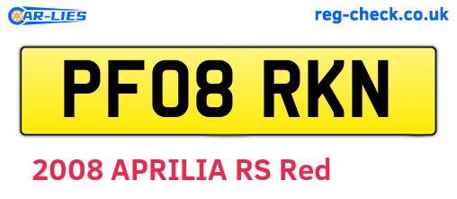 PF08RKN are the vehicle registration plates.