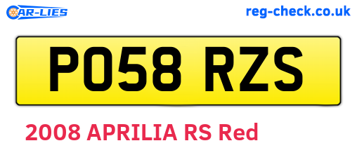PO58RZS are the vehicle registration plates.