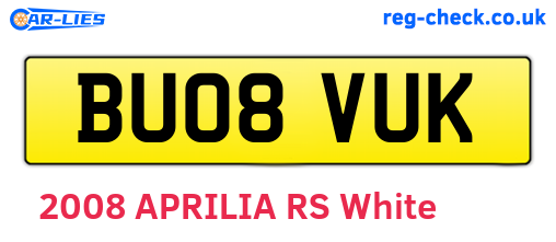 BU08VUK are the vehicle registration plates.