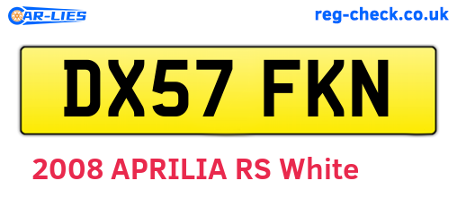 DX57FKN are the vehicle registration plates.