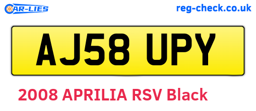 AJ58UPY are the vehicle registration plates.