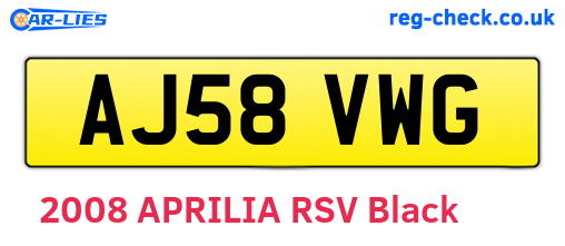 AJ58VWG are the vehicle registration plates.