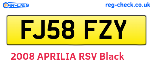 FJ58FZY are the vehicle registration plates.