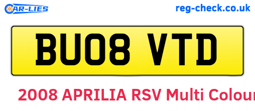 BU08VTD are the vehicle registration plates.